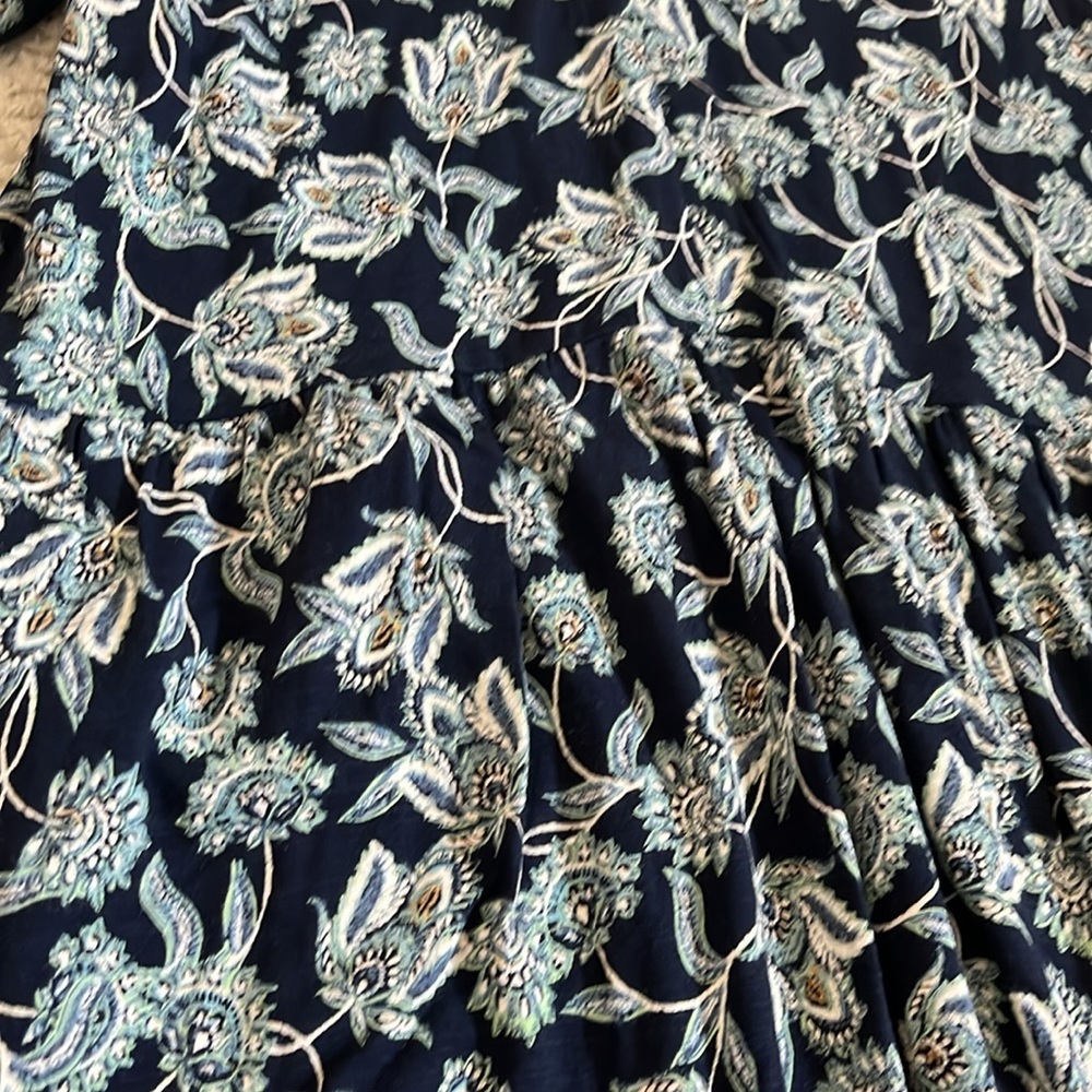 J. Jill Midnight Blue and Ivory Floral Midi Dress - Picture 6 of 7